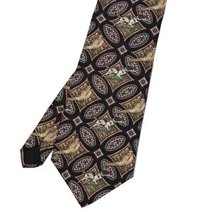 Ducks Unlimited  Silk Tie Hunting Dogs Pheasants Geometric Nature Made in USA